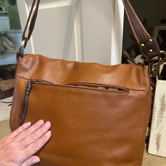 Vera Pelle Avorio-Large Leather Italian Leather Purse-Shoulder Bag-Tan/Brown - Picture 4 of 6